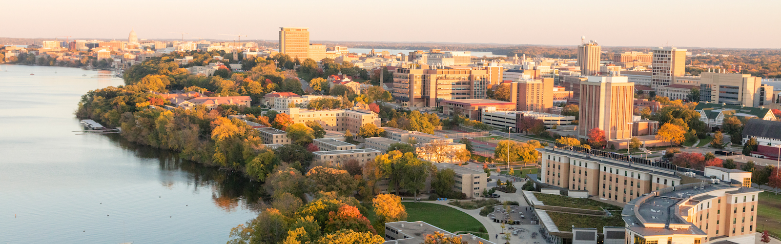 Aerial photo of the Lakeshore residence halls