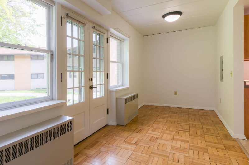 The dining room in a 1 Bedroom University Houses apartment.