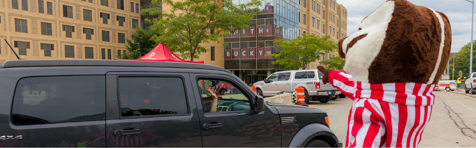 Bucky guiding cars on move in