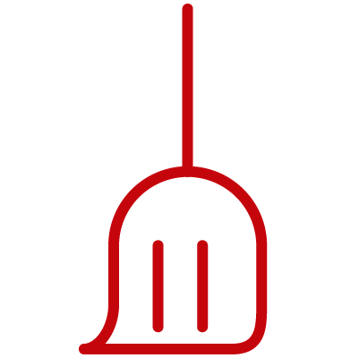 Red broom line icon
