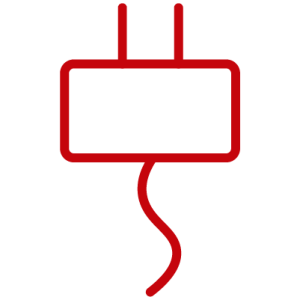 Red electrical plug line icon