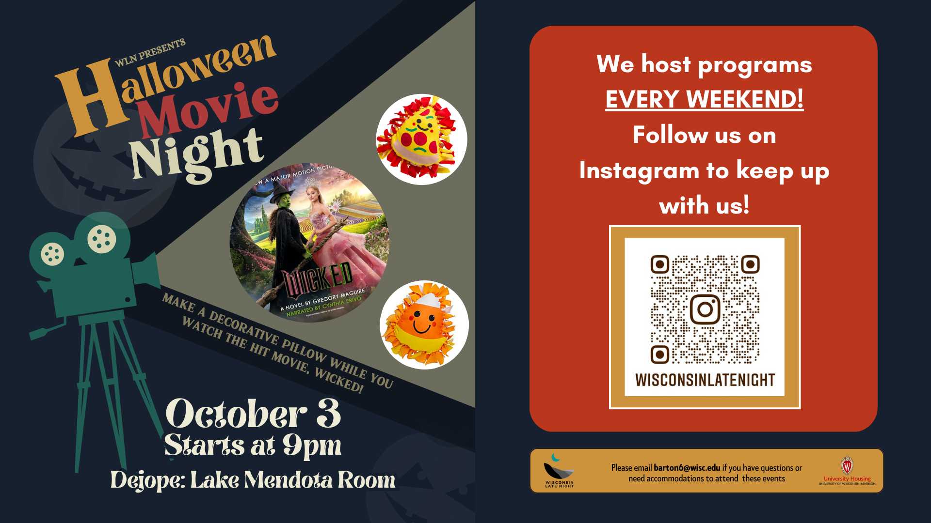 Wisconsin Late Night Halloween Movie Night promotional image