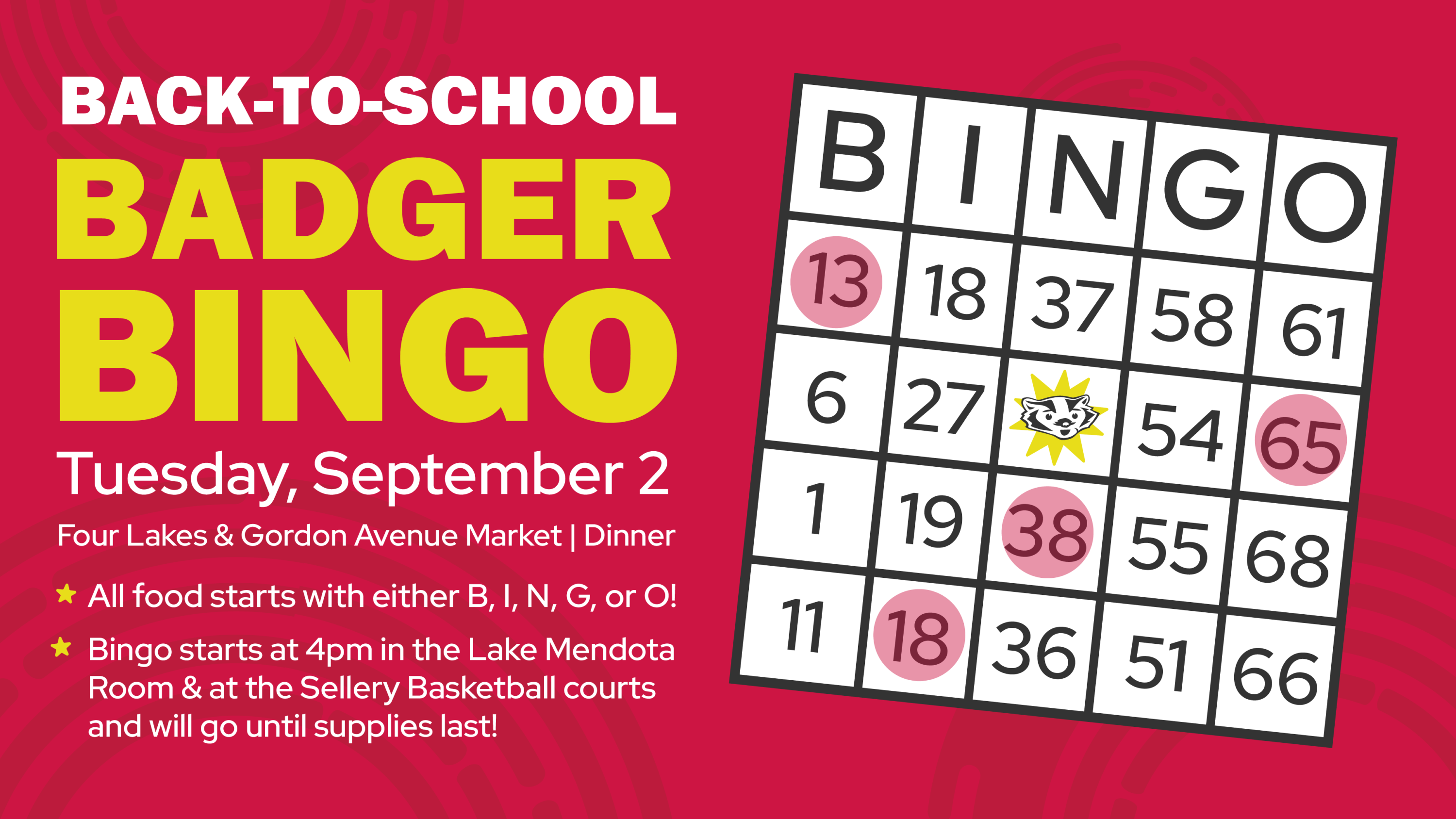 Back to School Badger Bingo