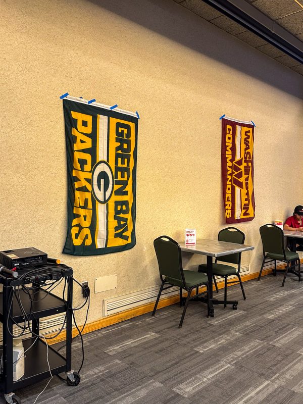 Packers and Commanders flags for Game Day event
