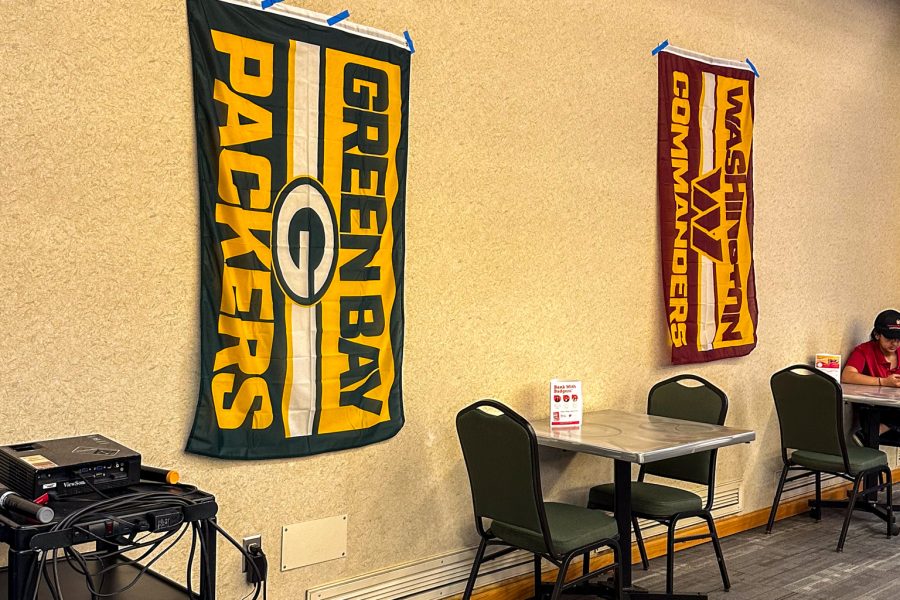 Packers and Commanders flags for Game Day event