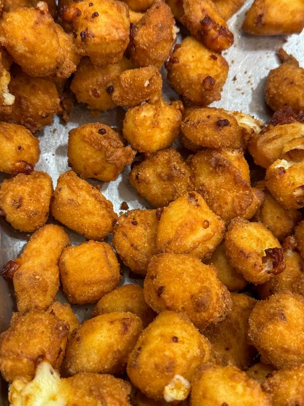 Close up shot of cheese curds