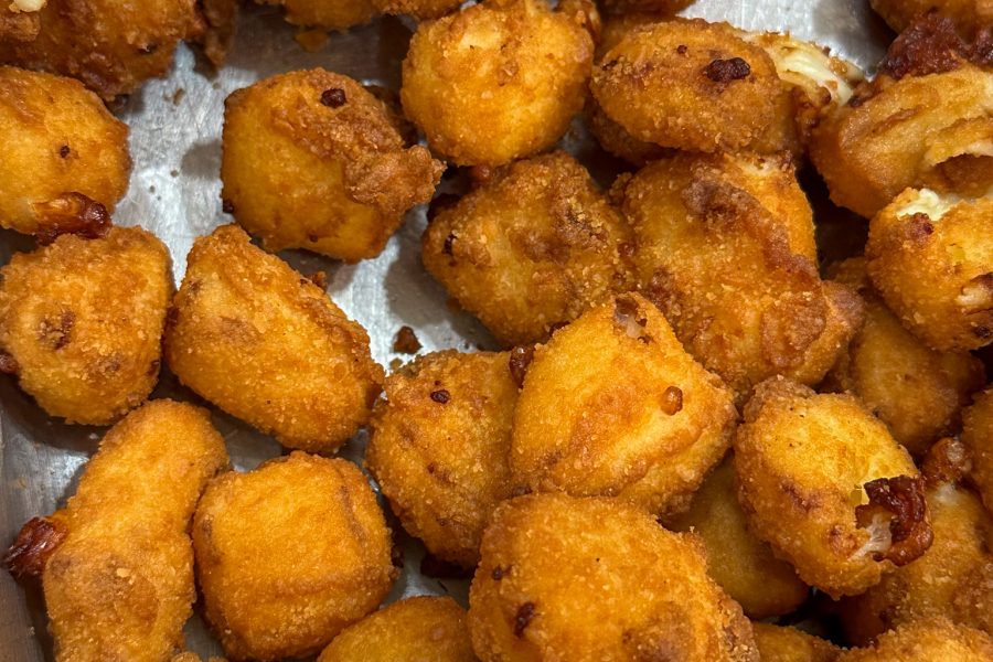 Close up shot of cheese curds