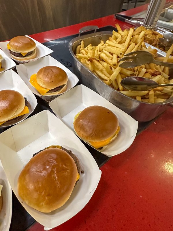 Burger and fries at Gordon Avenue Market's Carnival State Fair special event