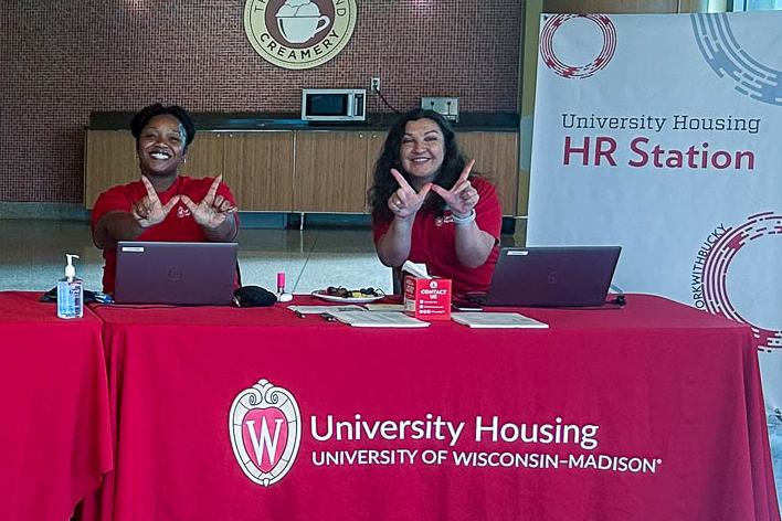 Housing HR staff at a move-in station