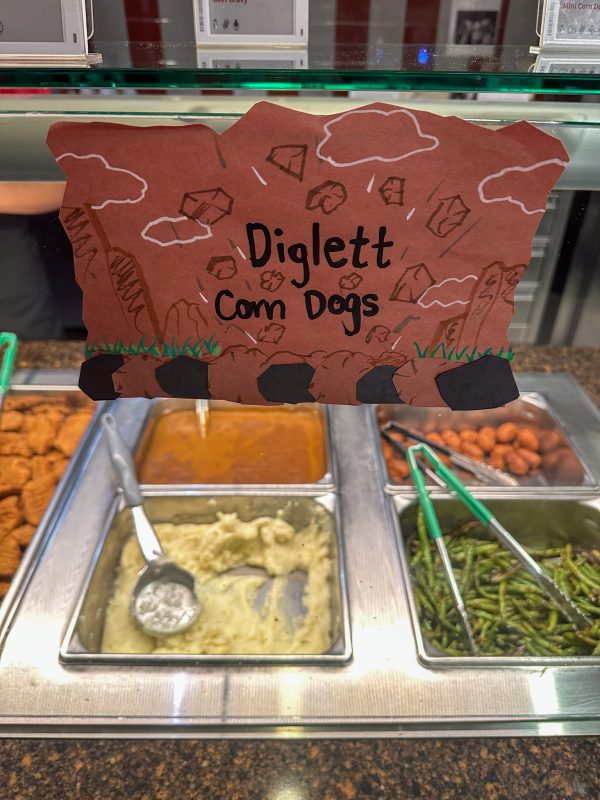 Pokemón dinner at decor and food - Diglett Corn Dogs