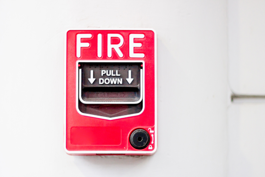 Fire alarm in University Apartments.