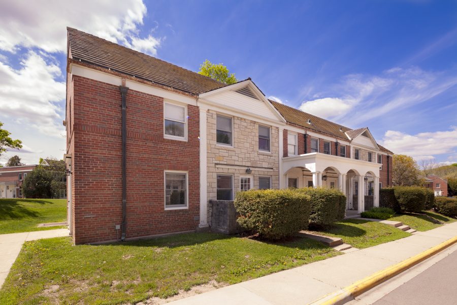 Exterior of a University Houses apartment building.