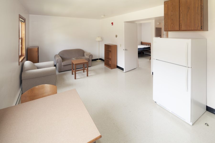 Living room in Harvey Street apartments.