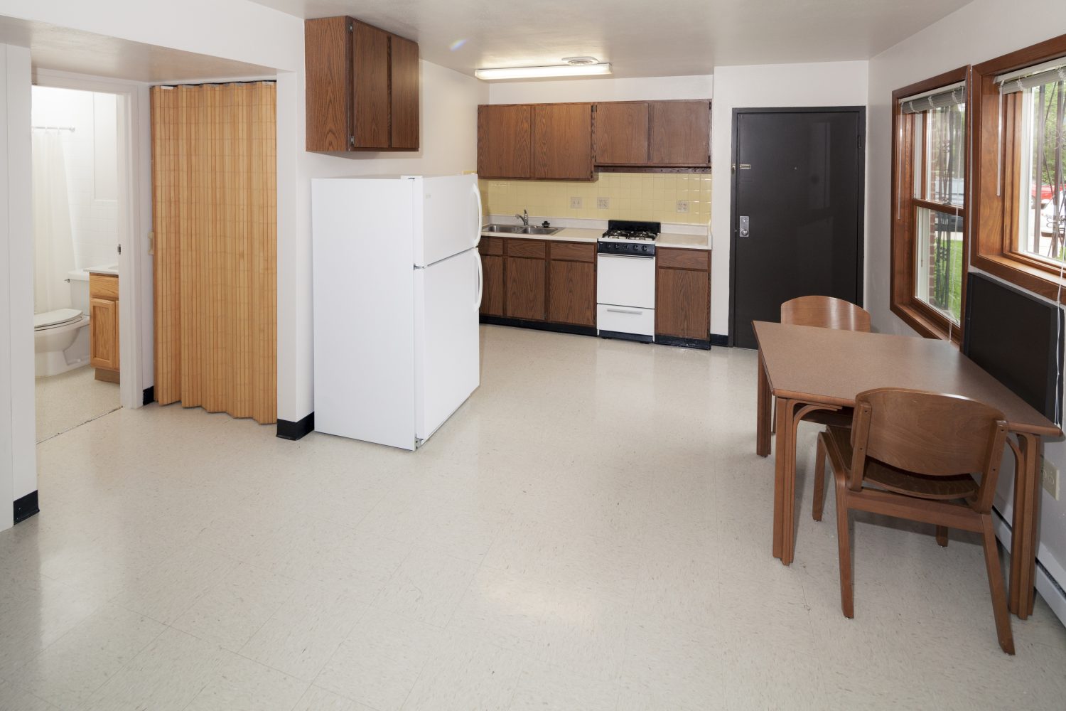 Kitchen/dining room in a Harvey Street apartment.
