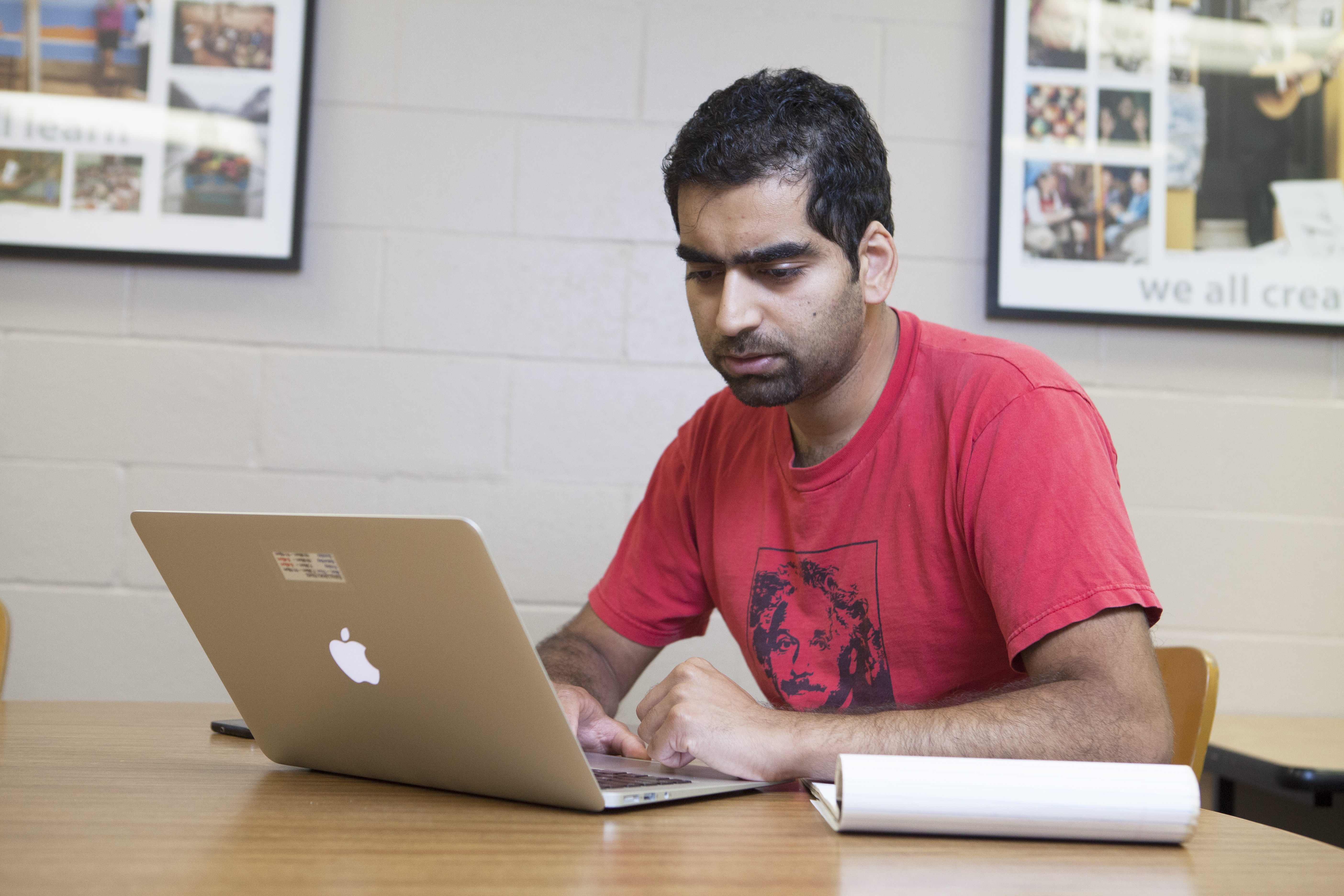 University Apartments resident in the Study Room.