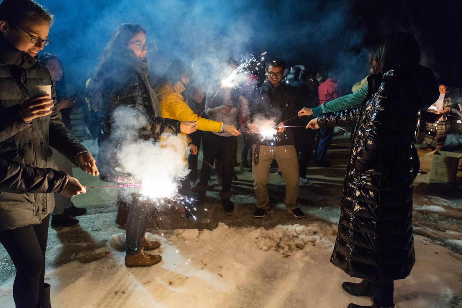 ILC residents light sparklers in celebration of Chinese New Year
