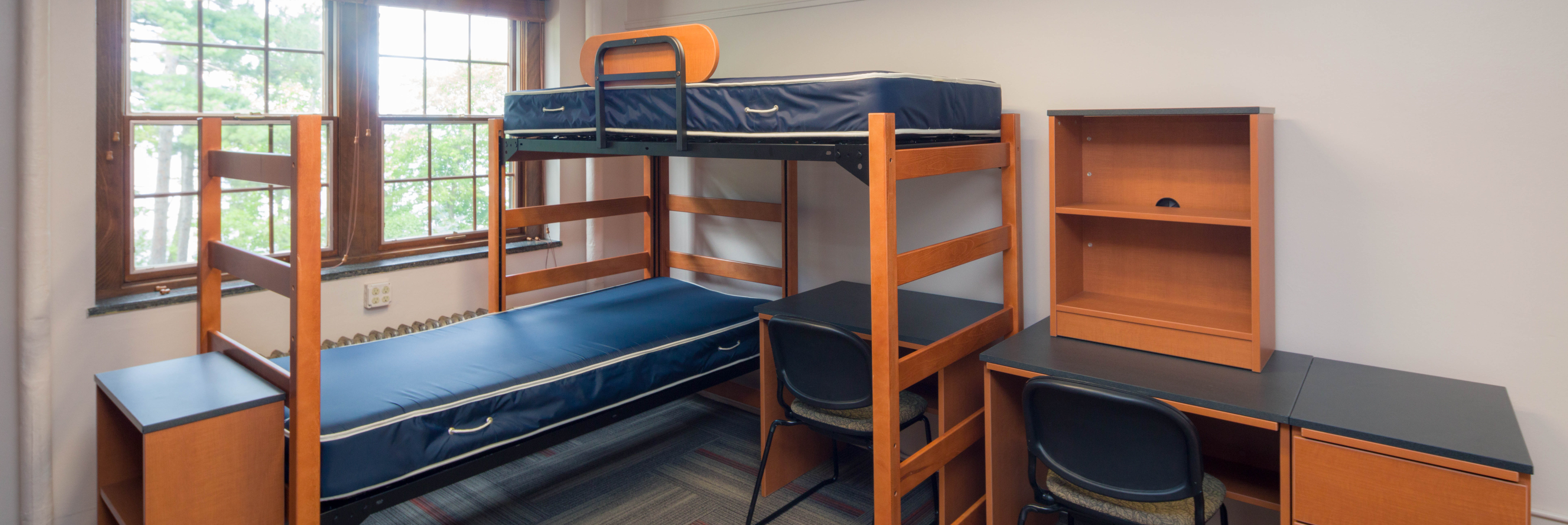 Loftable furniture is pictured in a Kronshage Residence Hall room