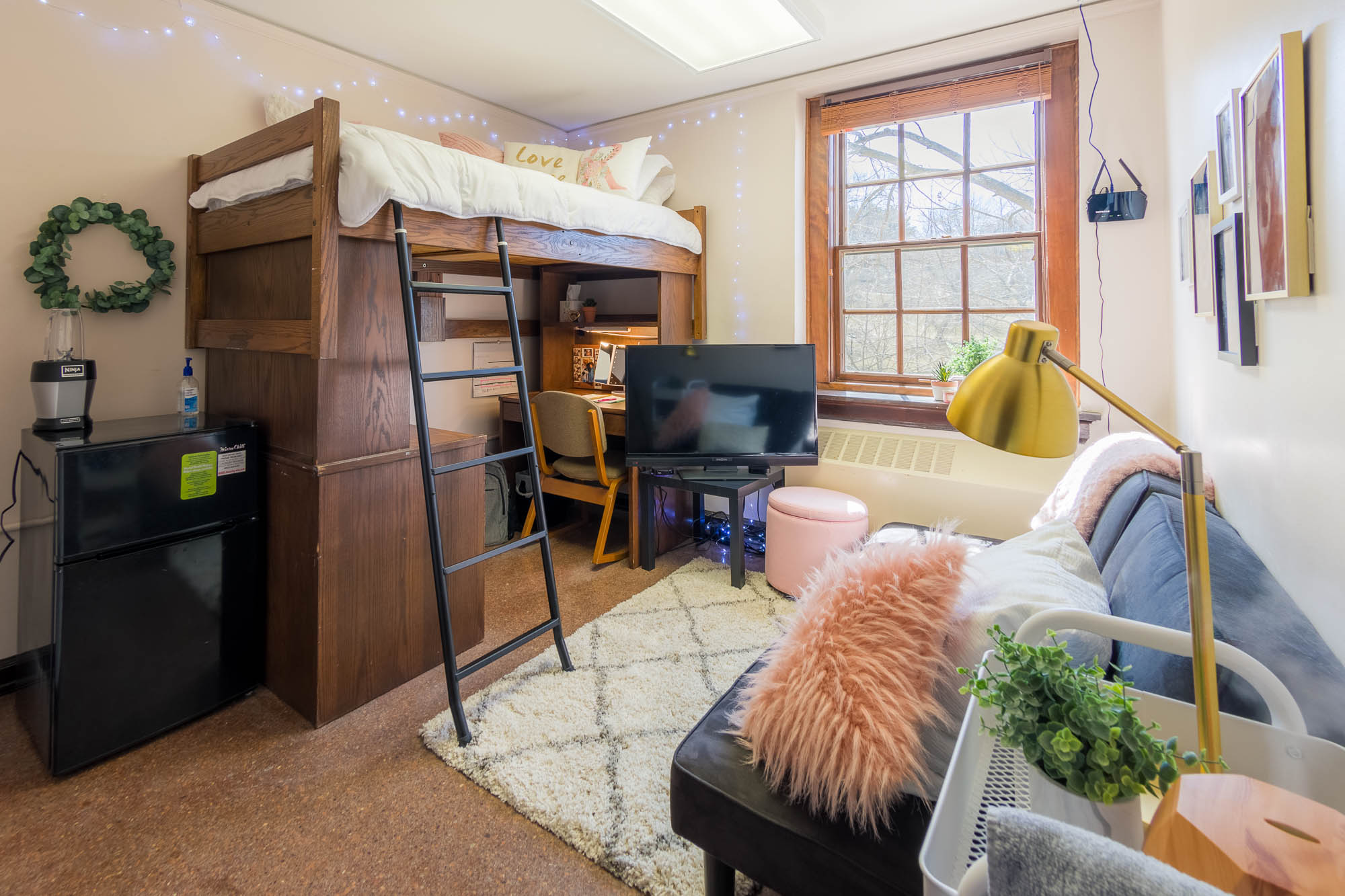 A single room in Tripp Residence Hall in 2019
