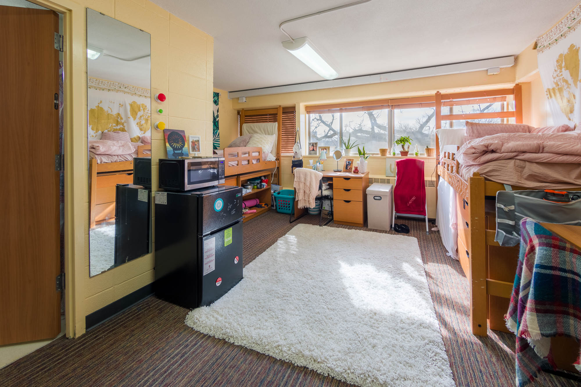 A double room in Phillips Residence Hall in 2019