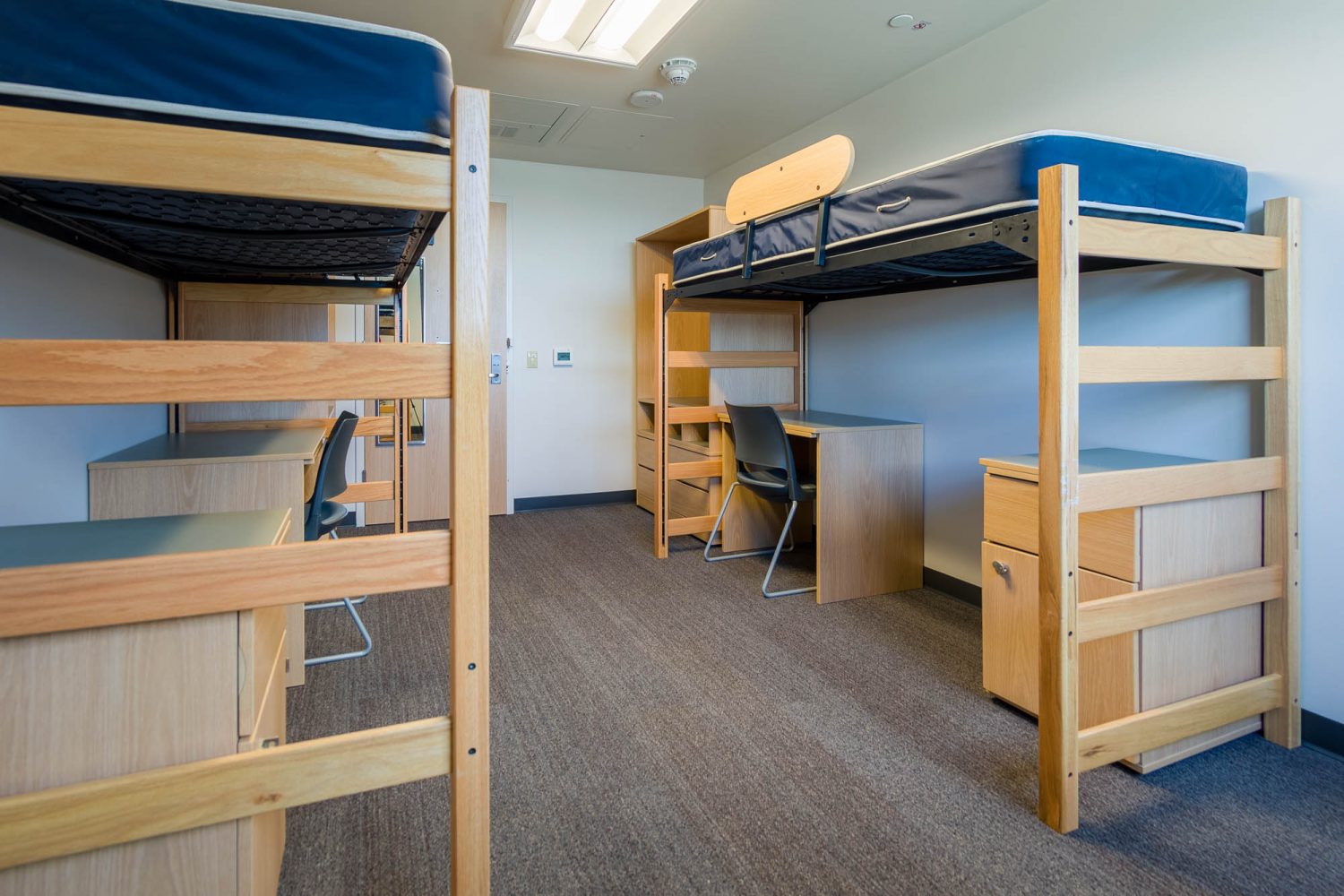 An interior view of a 2-Window Double room on the 11th floor of Witte Residence Hall