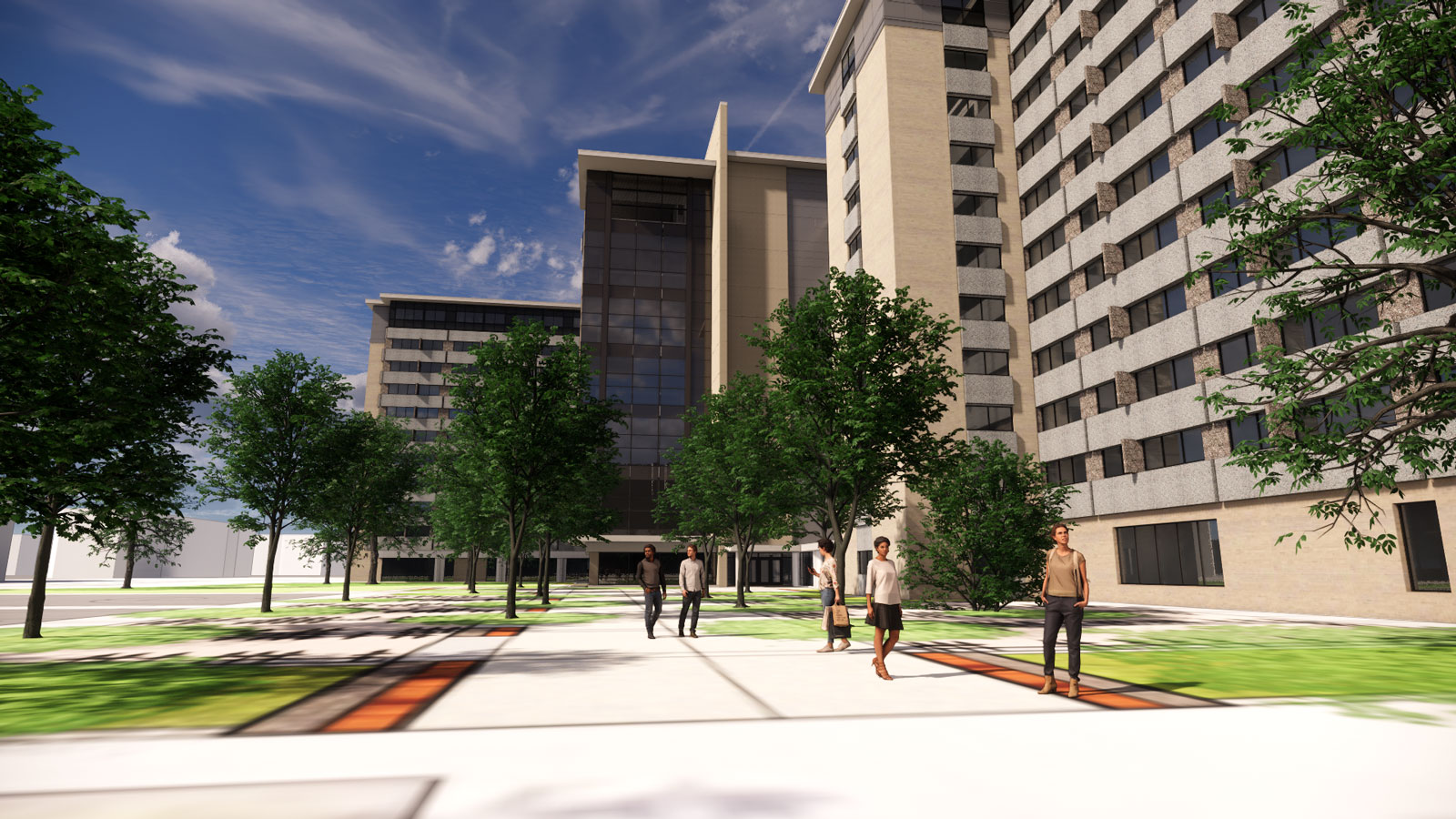 Rendering of the Sellery Hall renovation's backyard