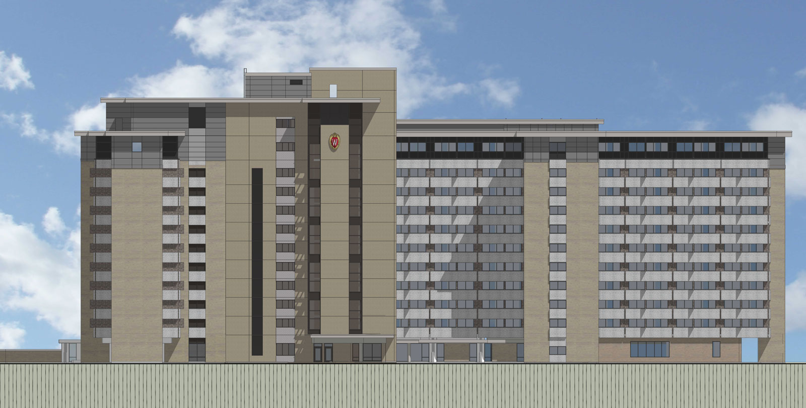 Rendering of the Sellery Hall renovation's south exterior