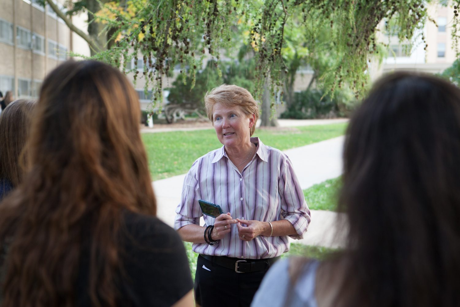 Former Dean of Students visits a kickball game
