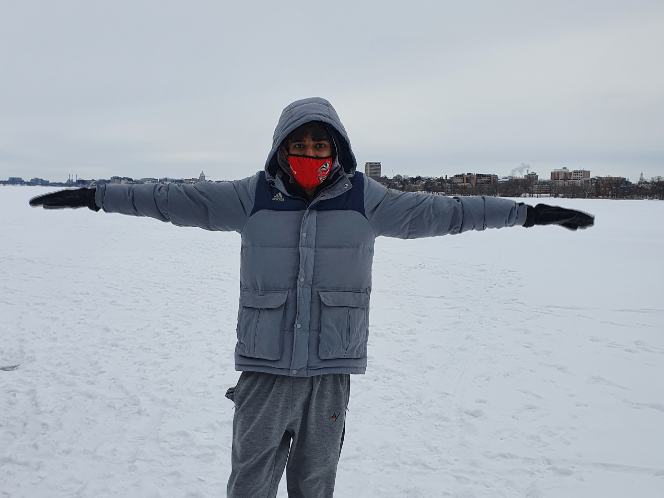 BLC resident poses against the Madison skyline