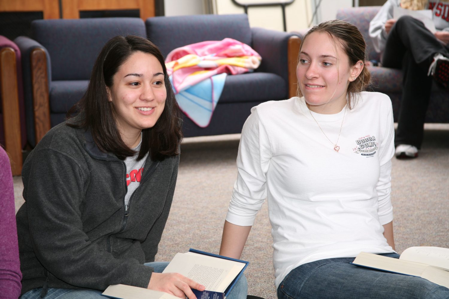 BLC residents in hanging out in a lounge