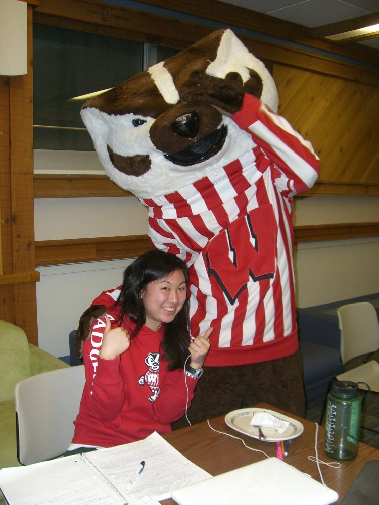Bucky Badger with BLC resident