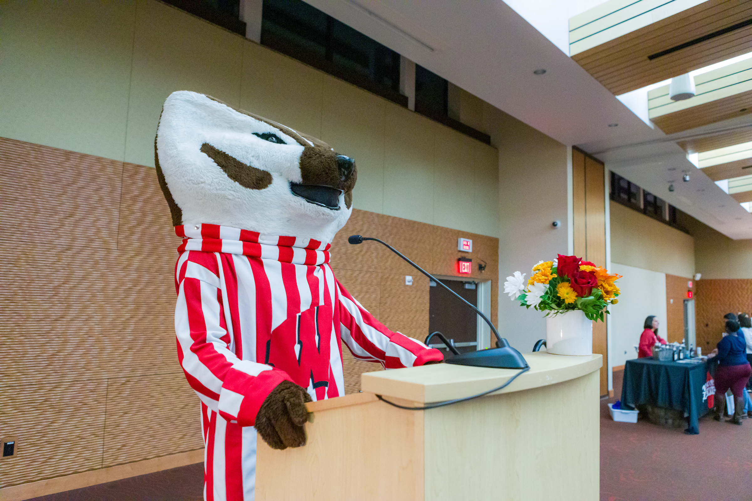 Bucky talking at the podium