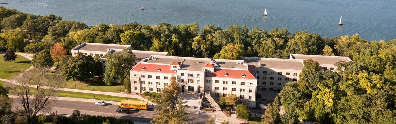Waters Hall exterior in fall