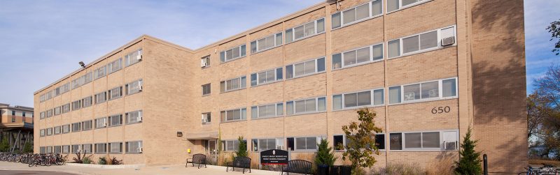 Bradley Hall exterior in fall