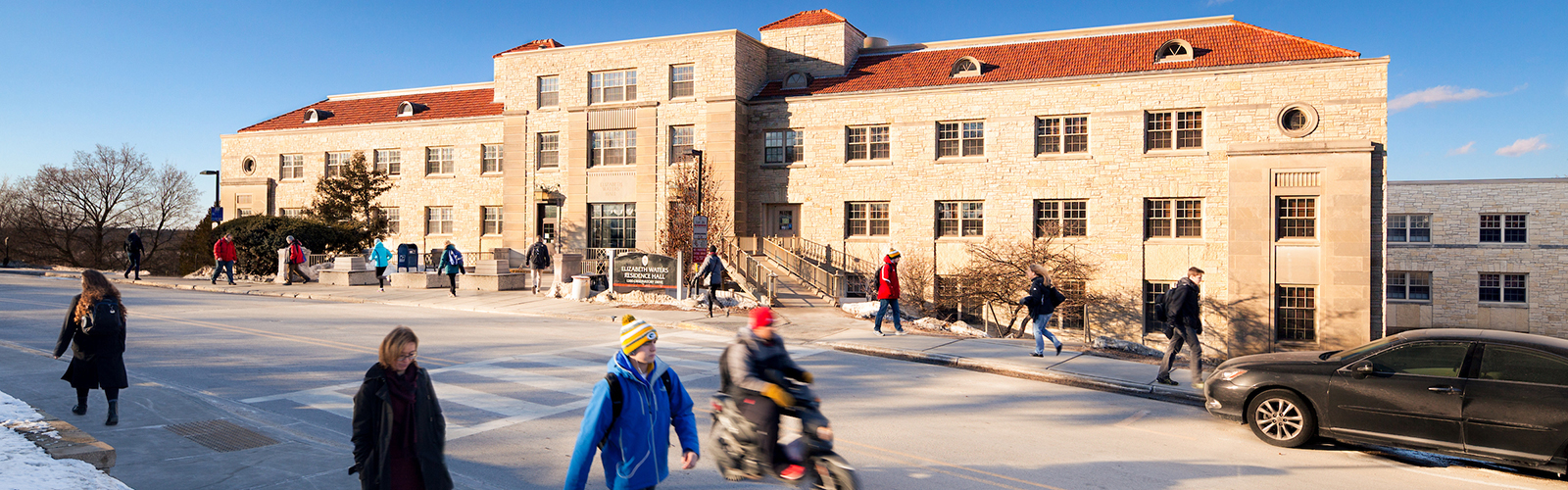 Waters Hall exterior in winter