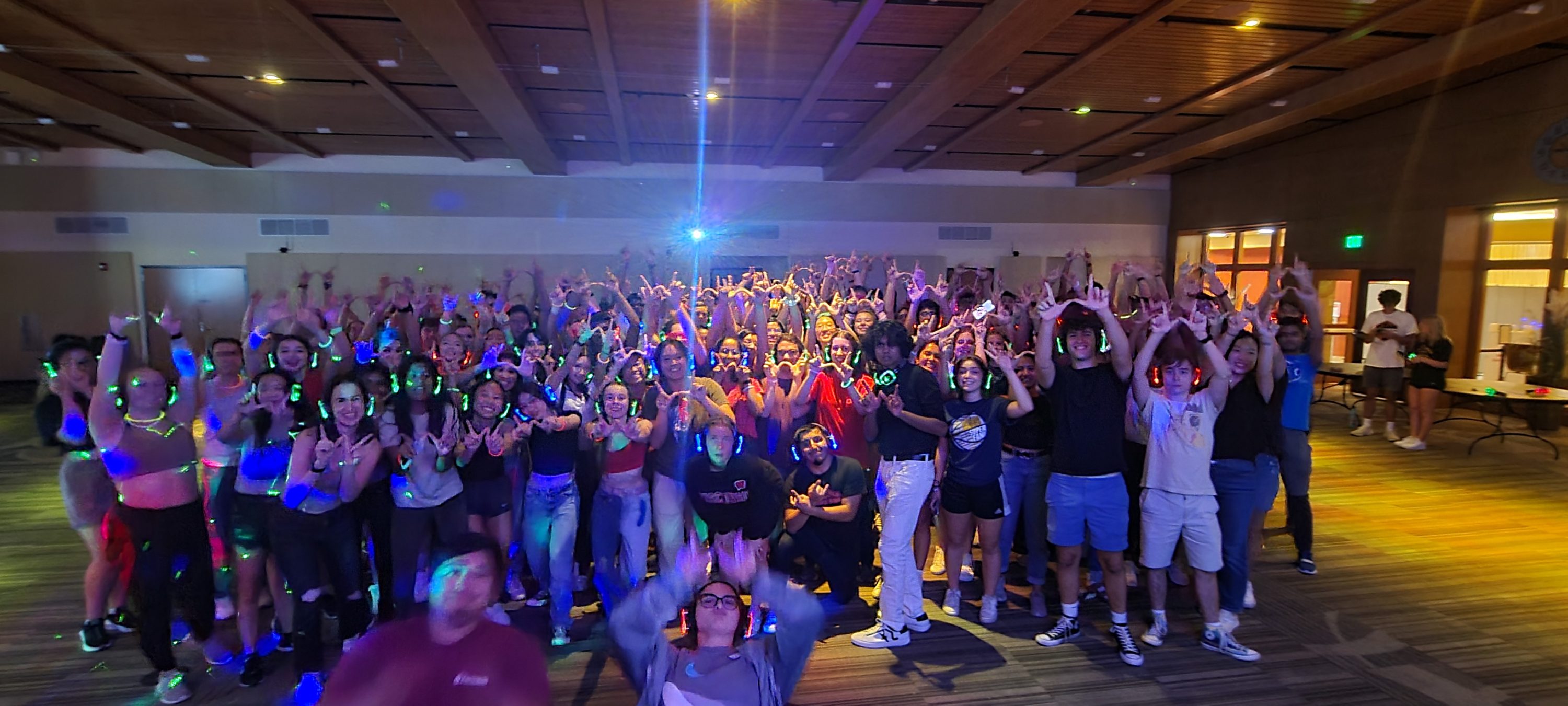 Students attending a Wisconsin Late Night Silent Disco Event