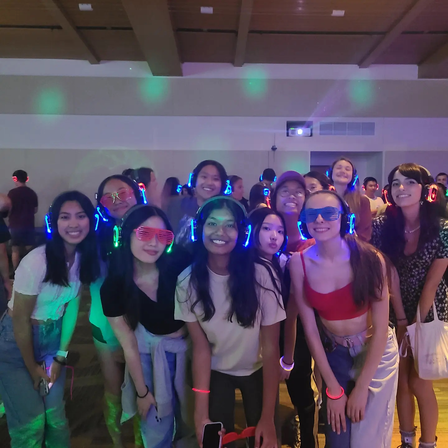 Students attending a Wisconsin Late Night Silent Disco Event