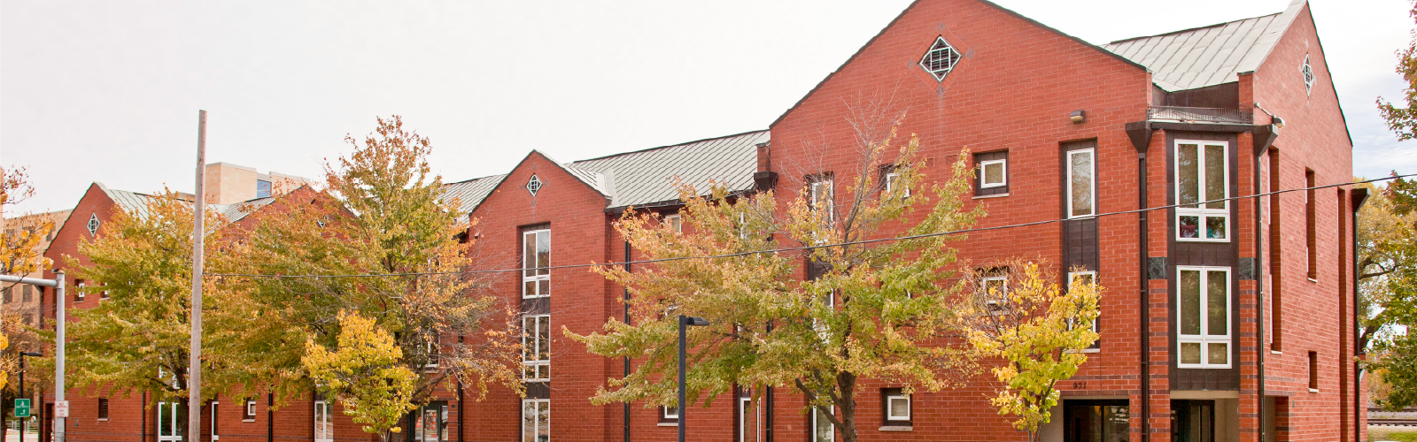 Merit Residence Hall exterior fall
