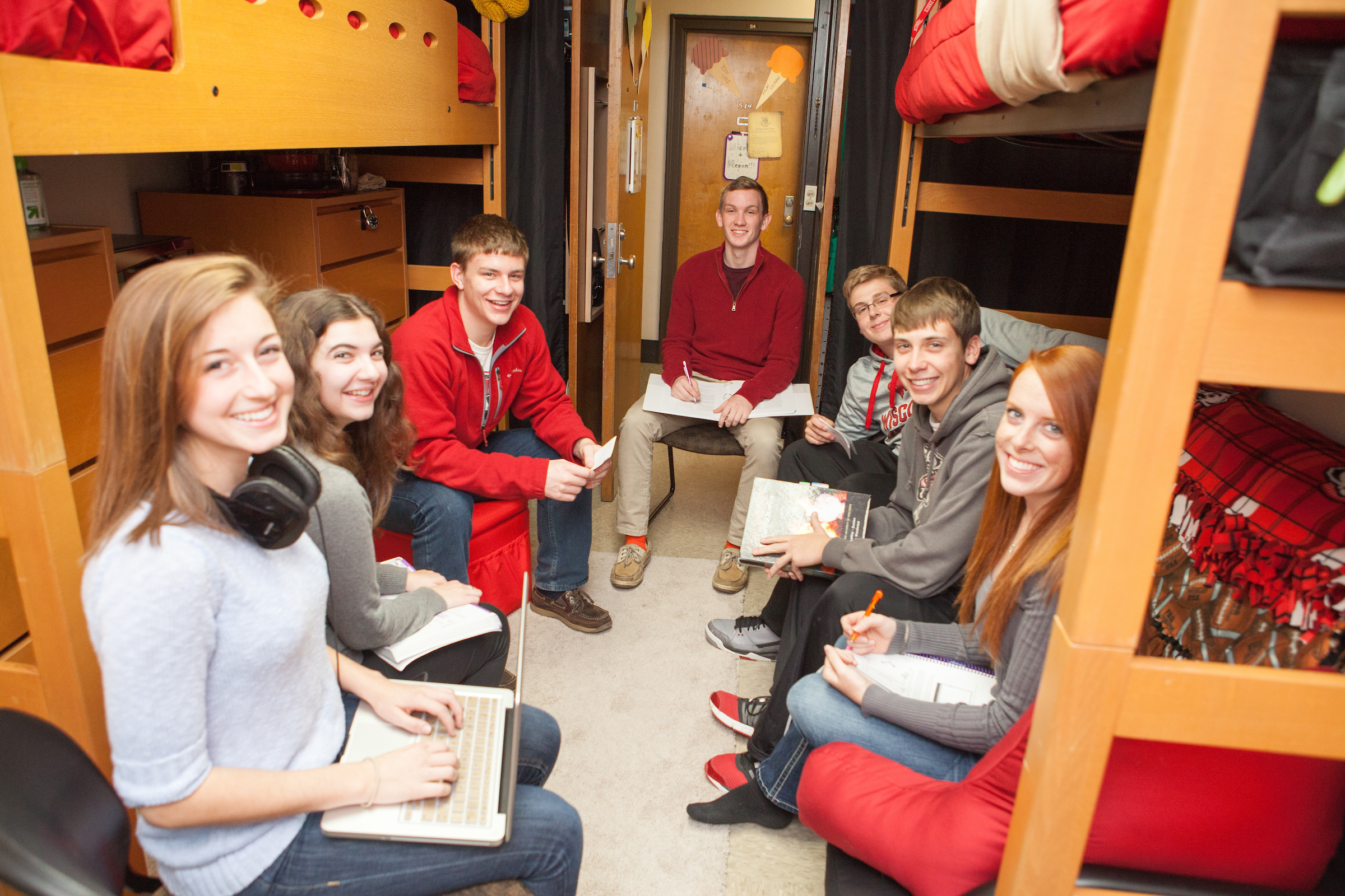 Students inside Chadbourne Hall dorm.