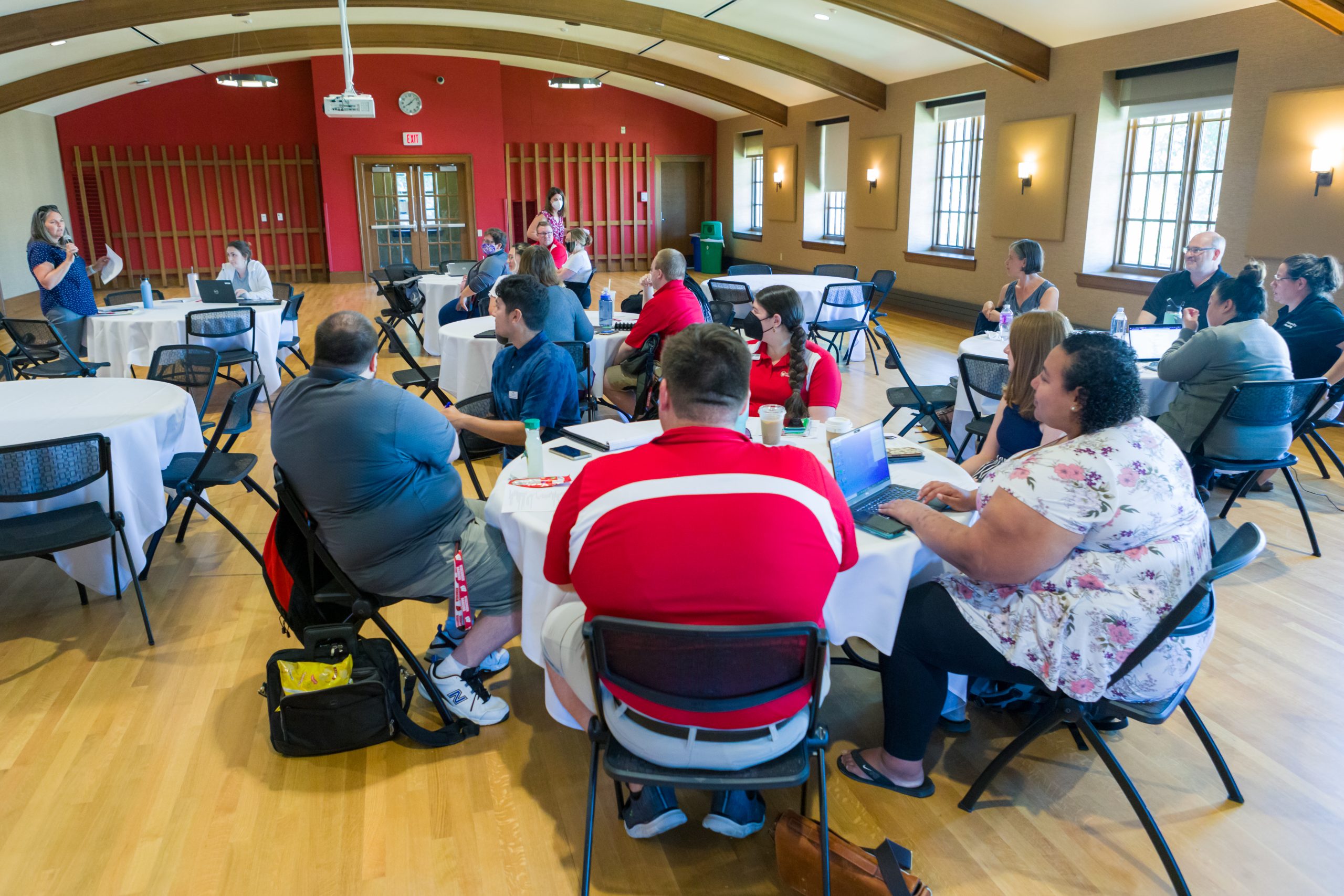 Residence Life staff attending a round table event at Carson Gulley