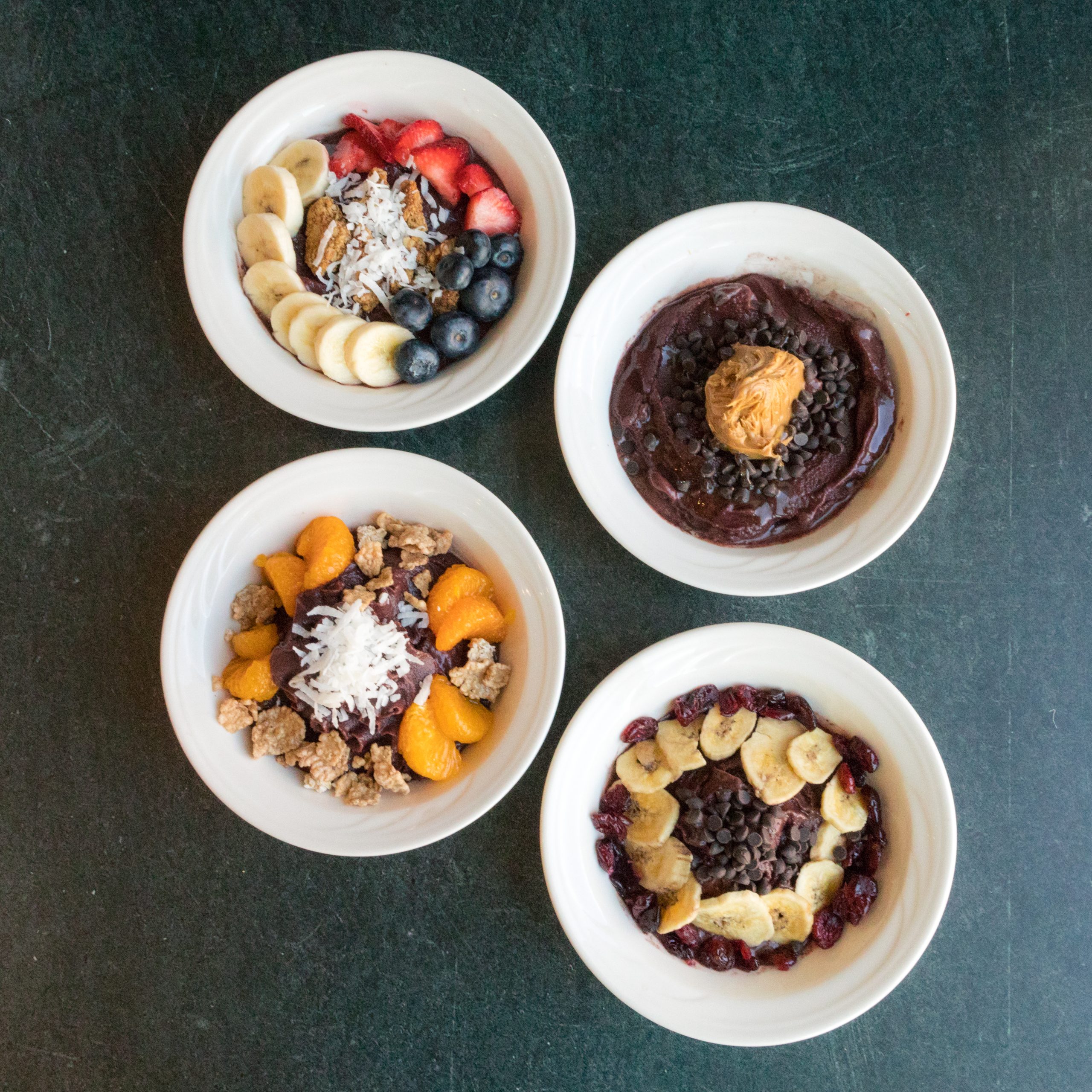 Four acai bowls