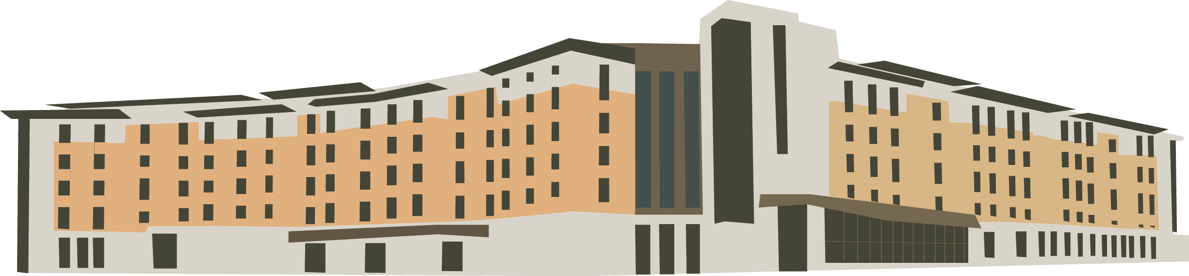 Digital drawing of Dejope Residence Hall