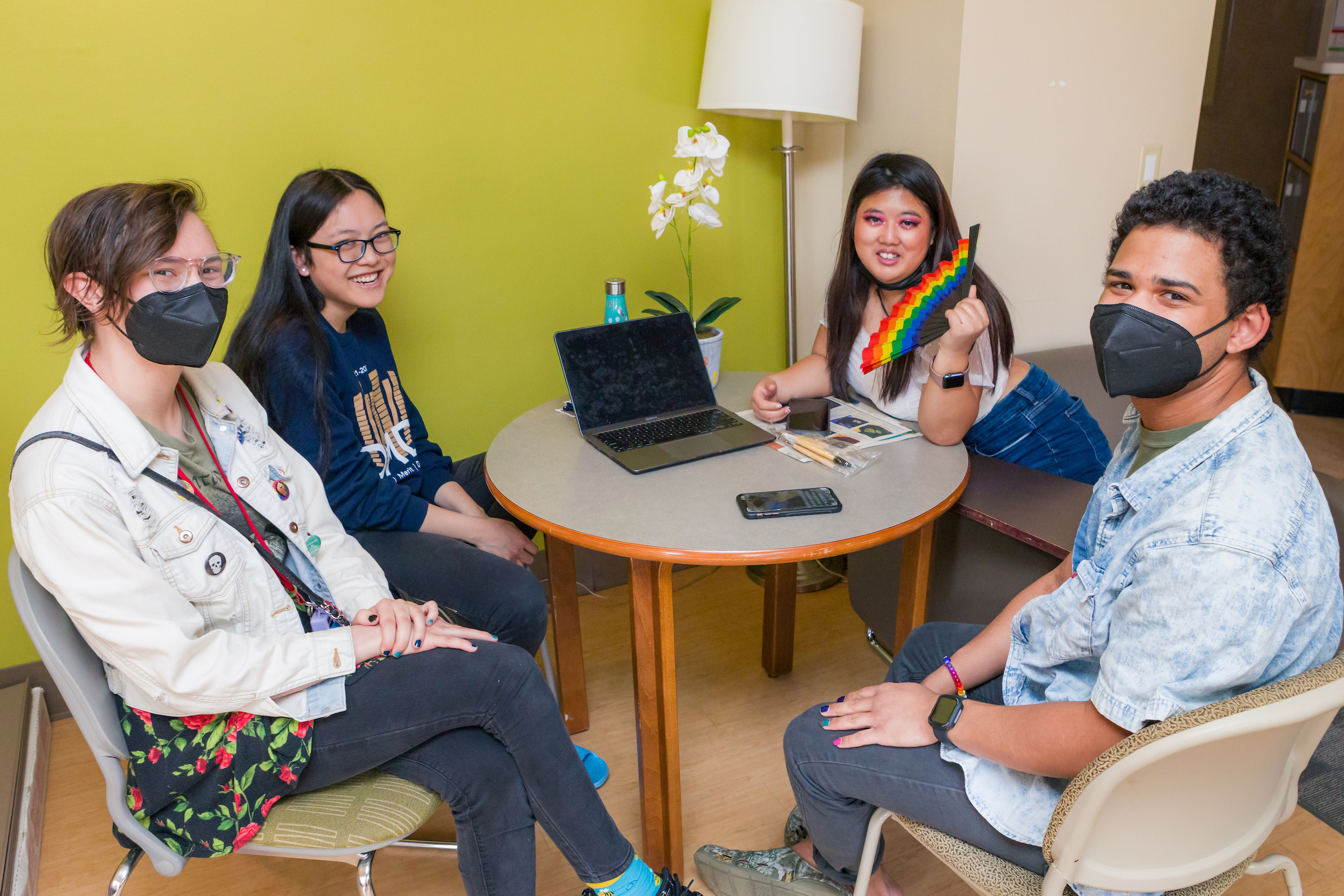 Students in a Merit lounge