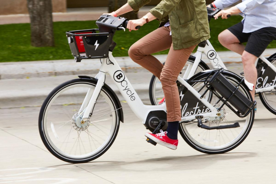 Person riding a Bcycle