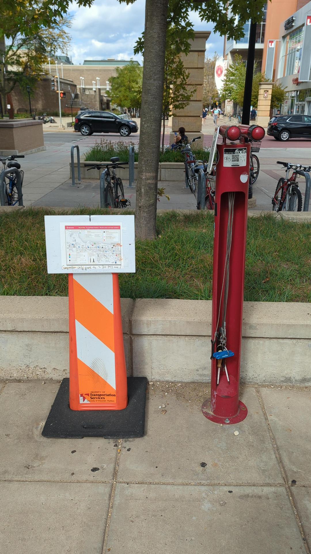 A bicycle repair station