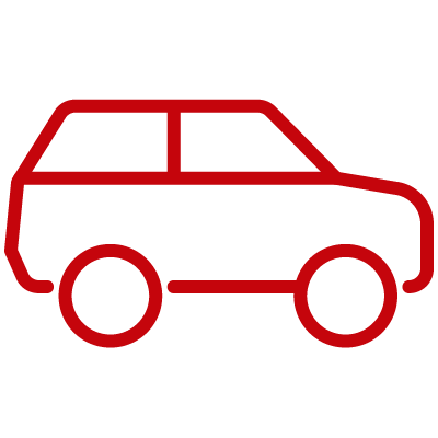 Red line icon of a car