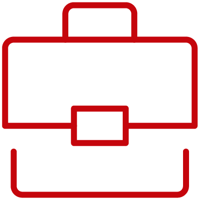 Red briefcase line icon