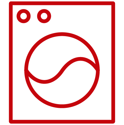 Red washing machine line icon