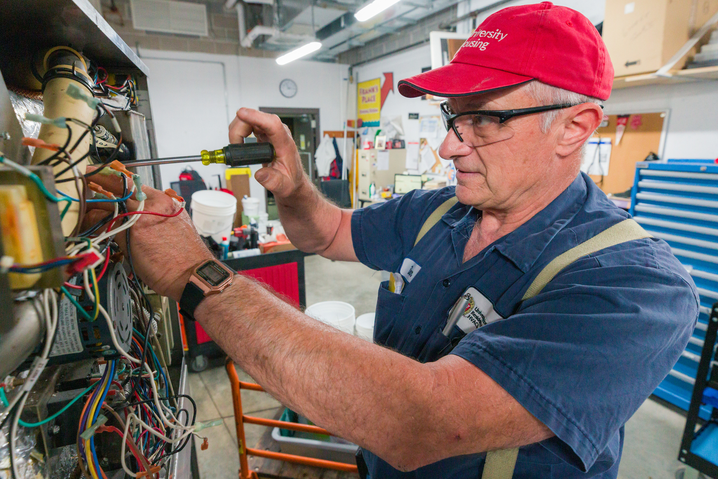 A mechanic attending to repairs