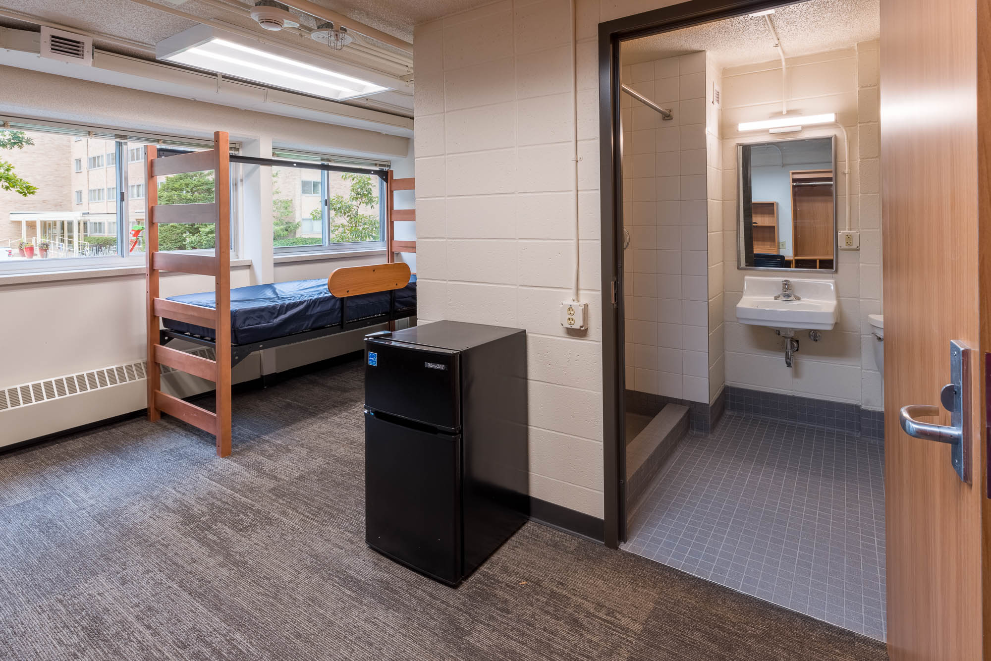A photo of a double room in Phillips Residence Hall