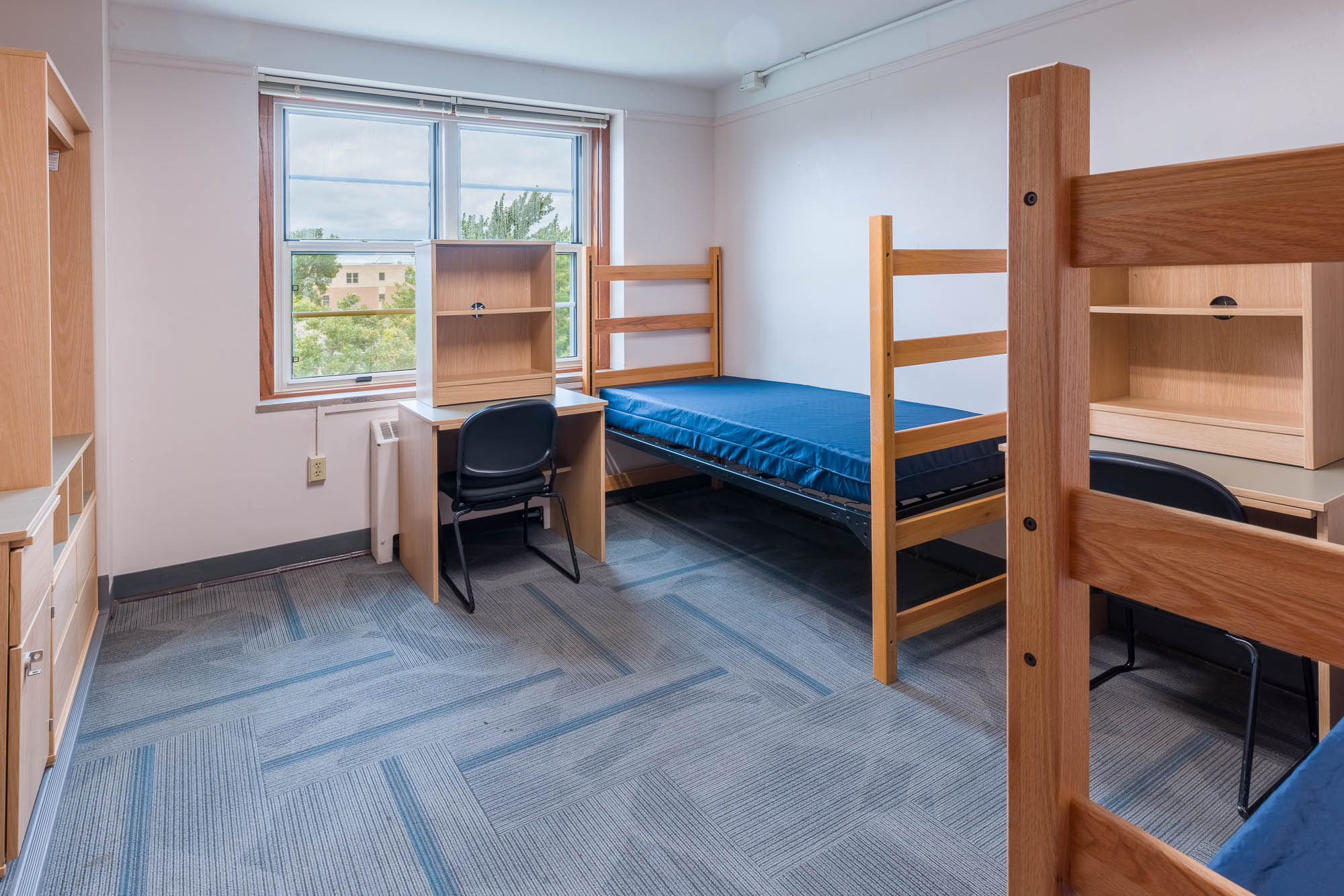 A photo of a double room in Slichter Residence Hall